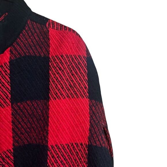 John Mark Poncho Womens Large Buffalo Plaid Zippered Oversized Wool Sweater Cape - Picture 3 of 8